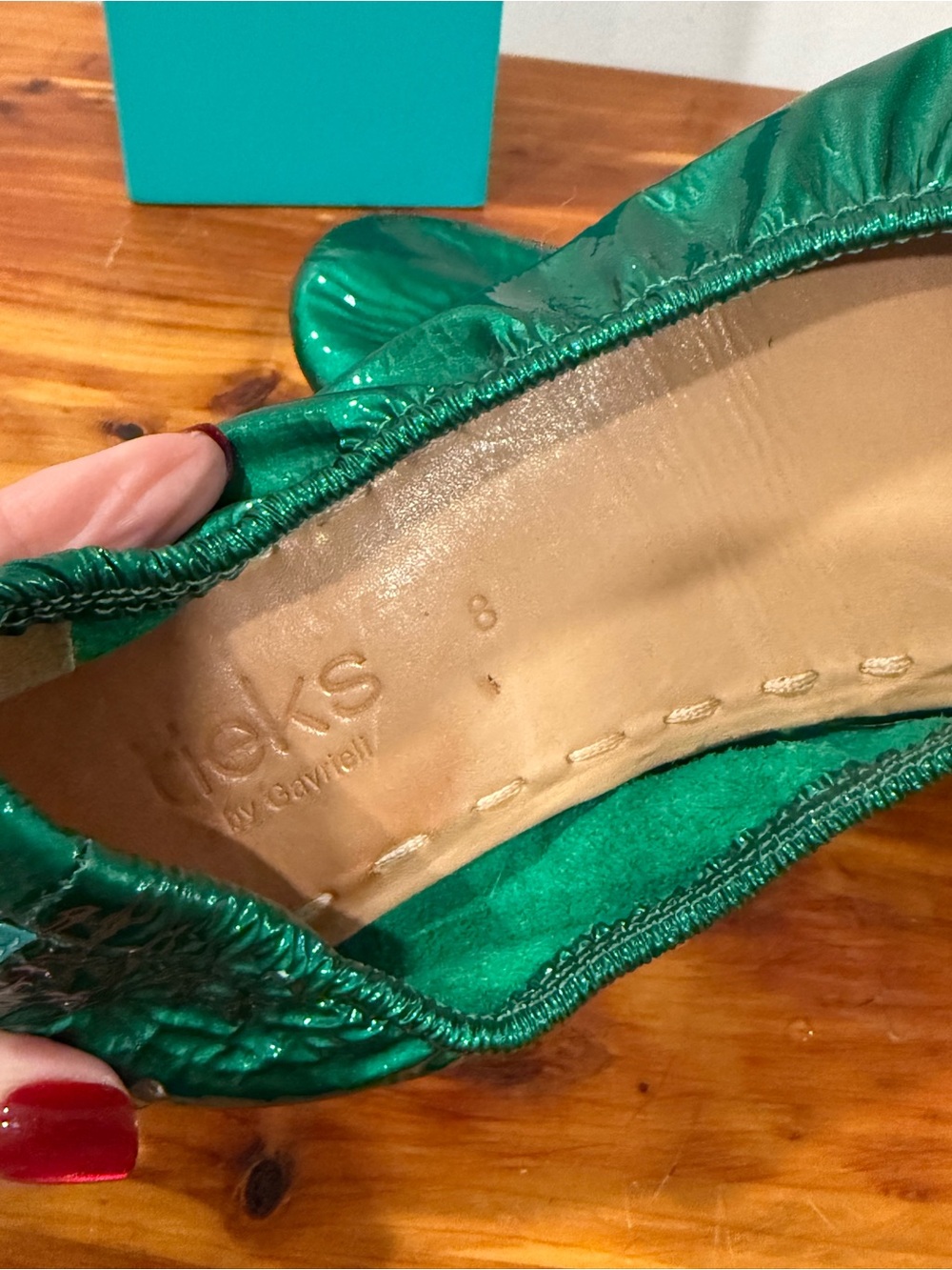 Tieks Emerald Green Patent Leather Ballet Flats - Picture 6 of 8